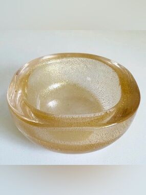 Stunning Elsa Peretti Style Gold Fleck Murano Glass Bowl Rare
